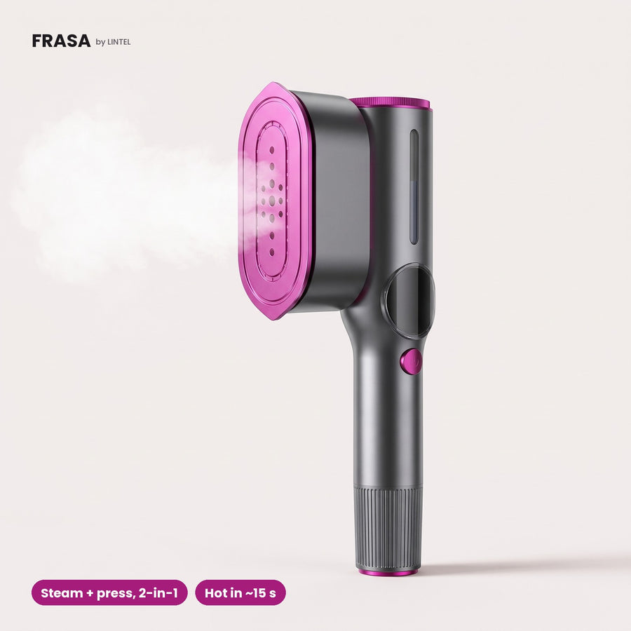 FRASA 2-in-1 handheld steamer with folding magenta ceramic head