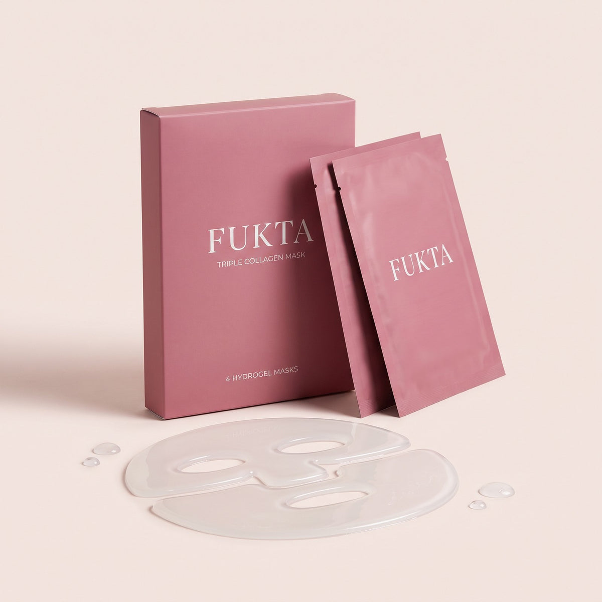 FUKTA Triple Collagen Mask - Rose box with two-piece hydrogel mask