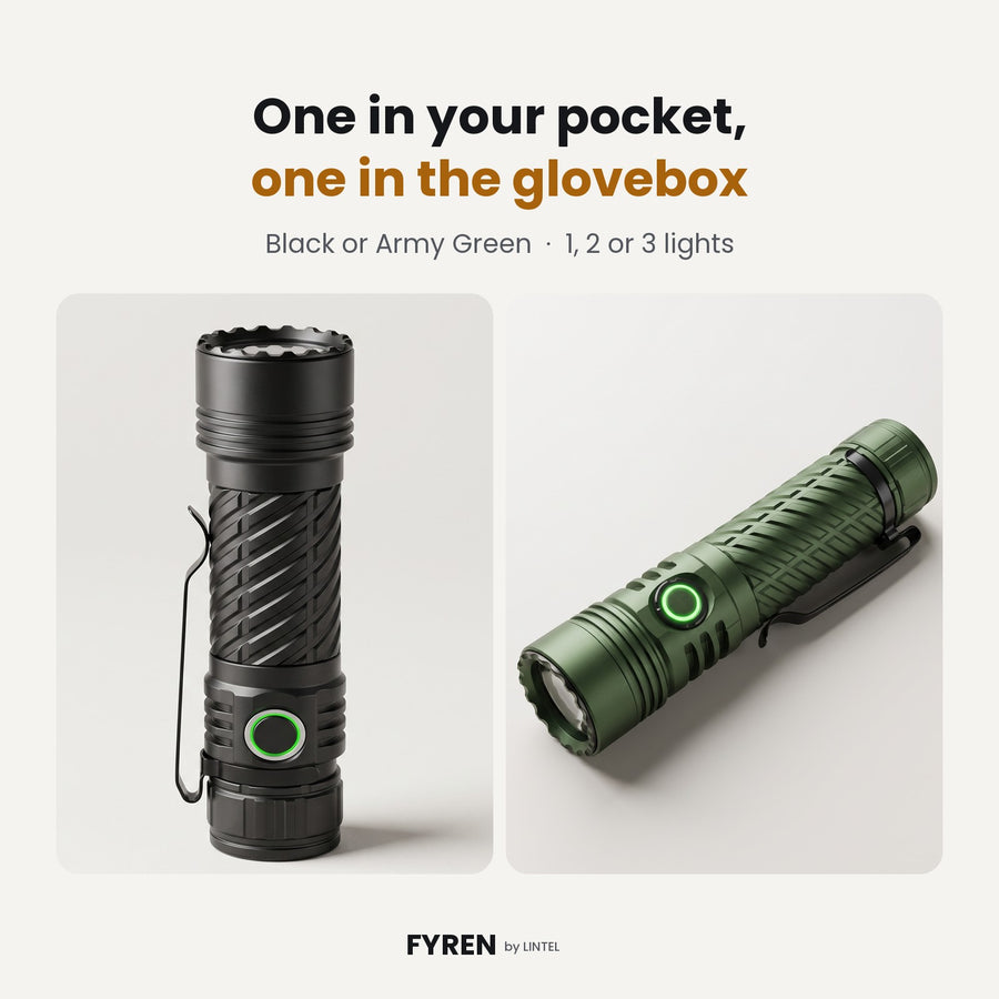FYREN in black and army green