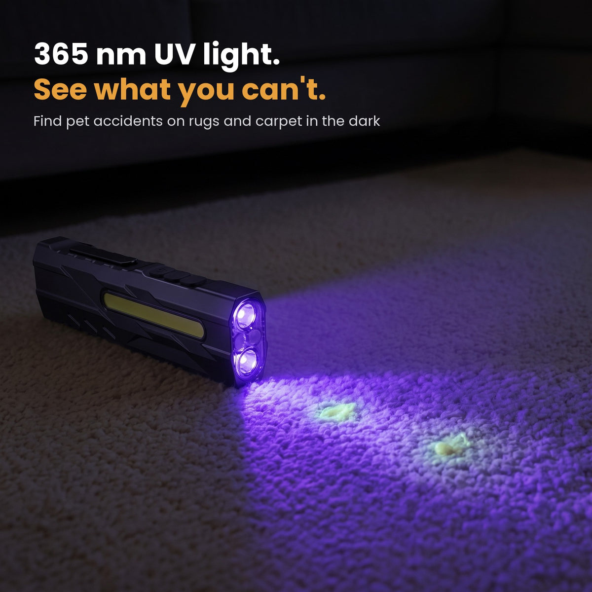 FYREN Quad UV light on a rug