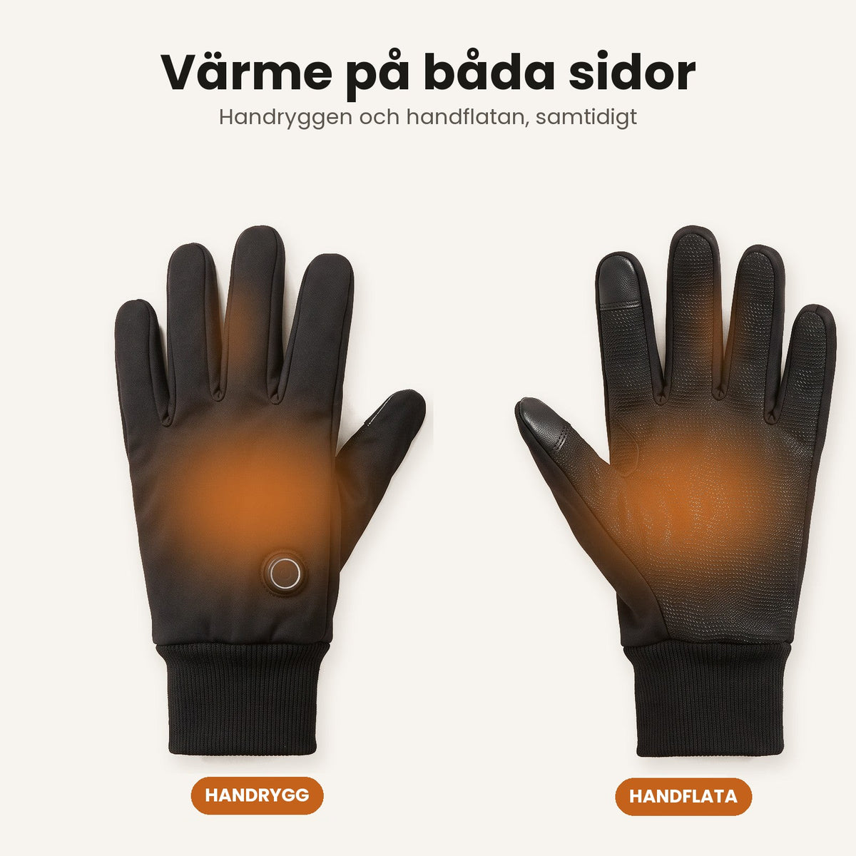 Värme på båda sidor: handryggen och handflatan