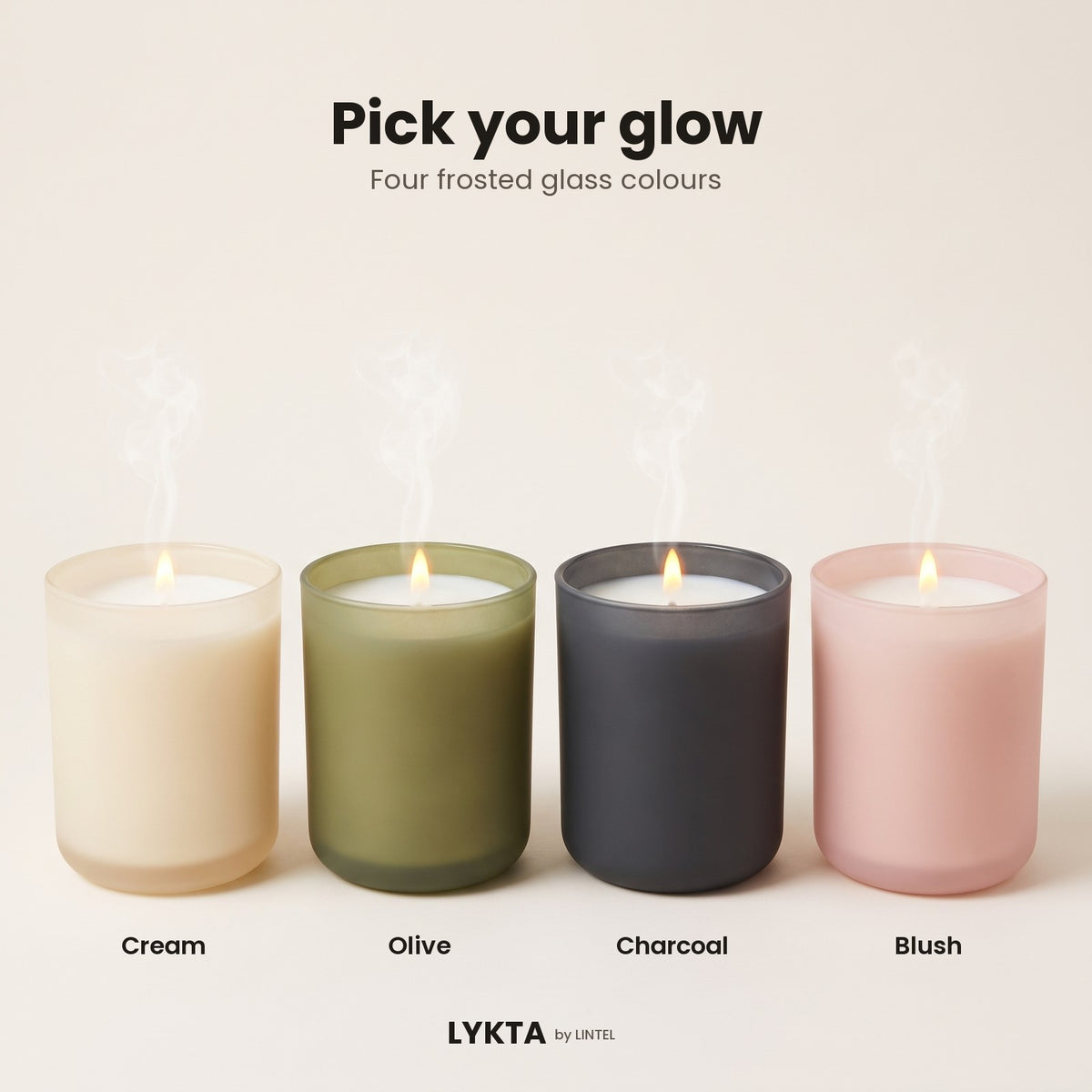 LYKTA in Cream, Olive, Charcoal and Blush frosted glass