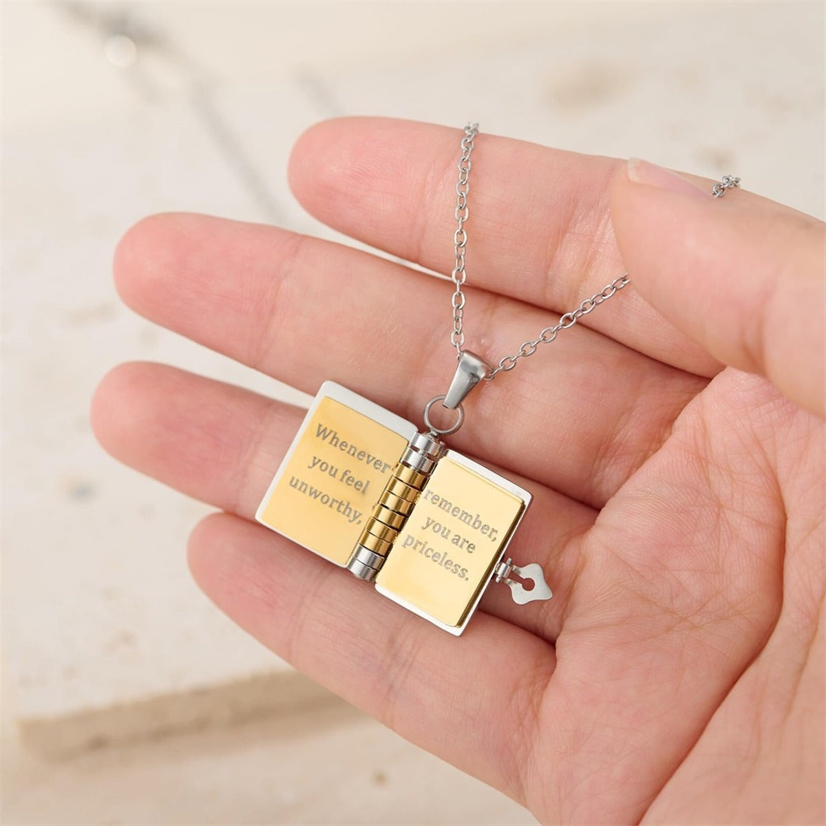 The My Little Star locket opened in the hand