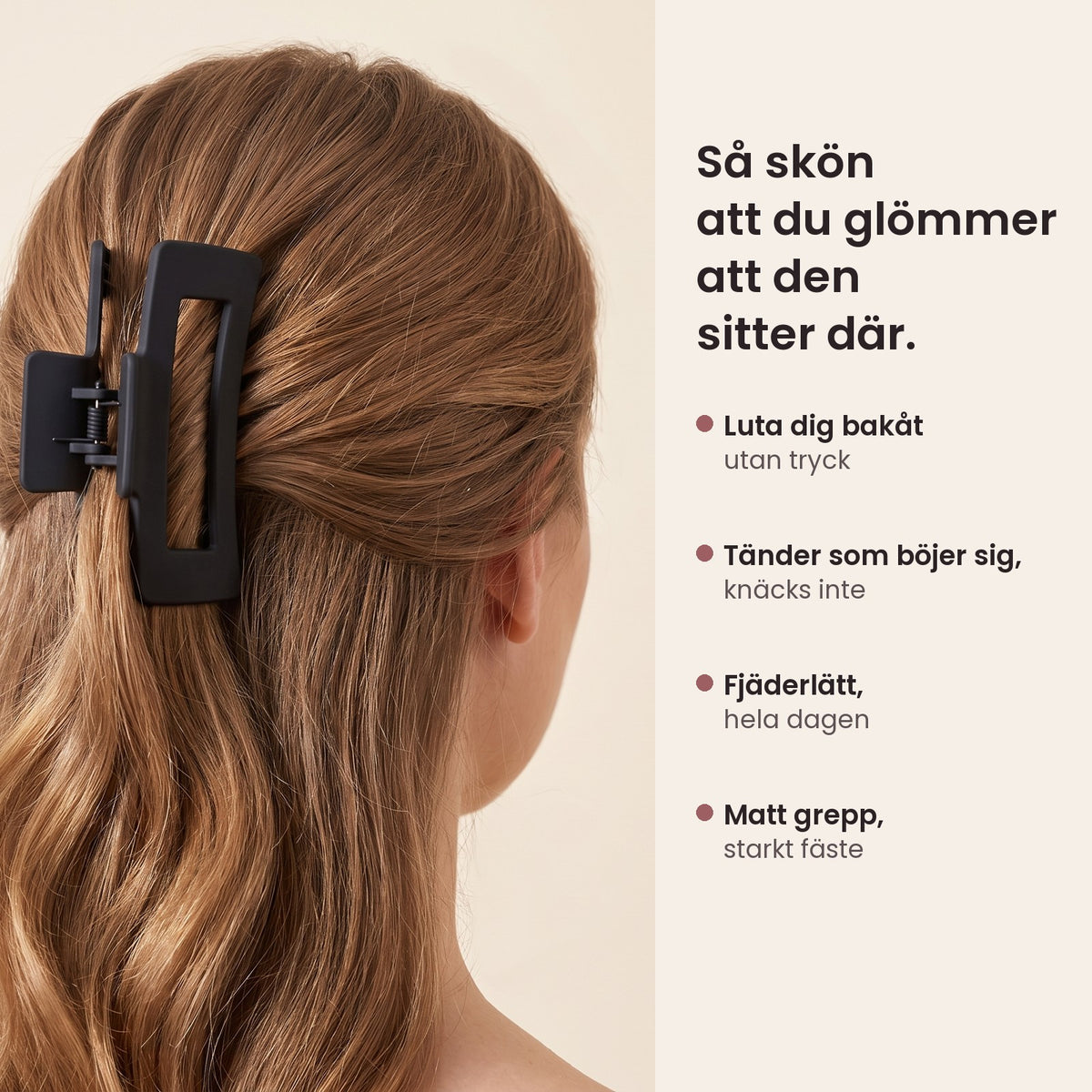 NAPPA bakifrån: luta dig bakåt utan tryck, tänder som böjer sig, fjäderlätt, starkt grepp