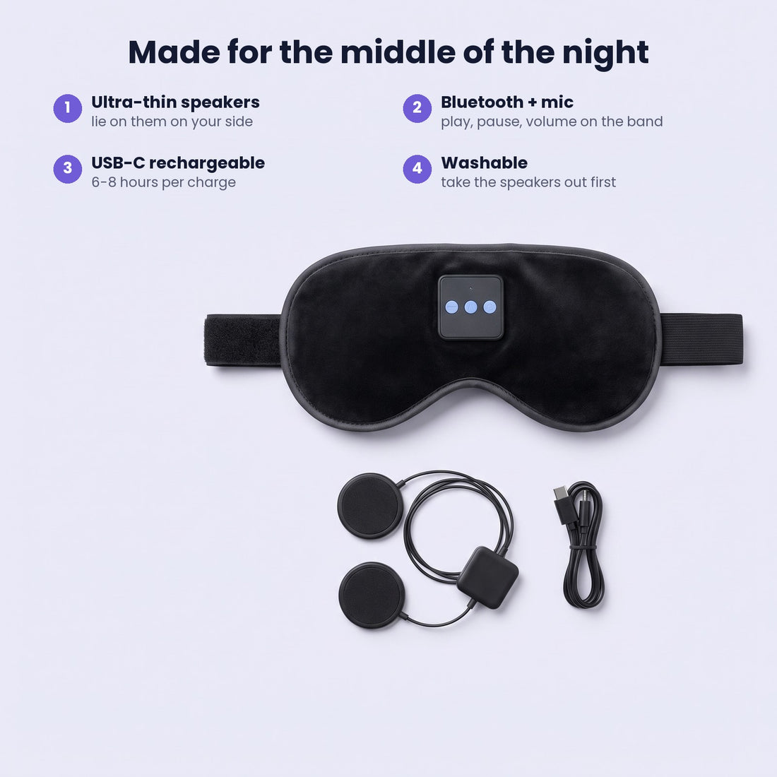 Ultra-thin Bluetooth speakers, USB-C rechargeable, washable mask