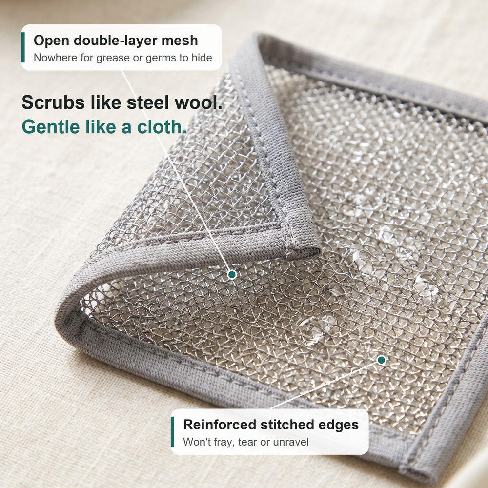 Open double-layer mesh and reinforced stitched edges