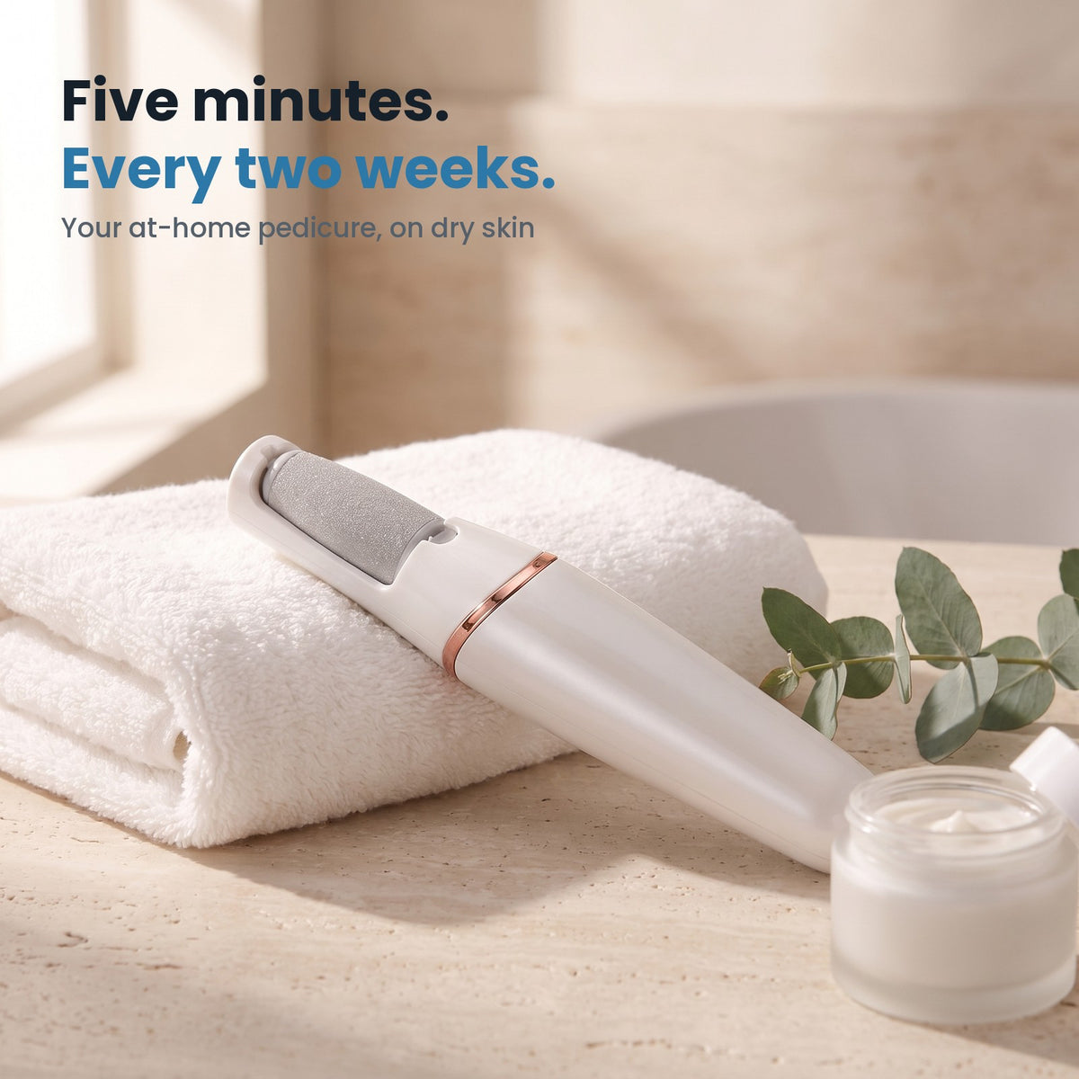 SULA callus remover on a bathroom towel