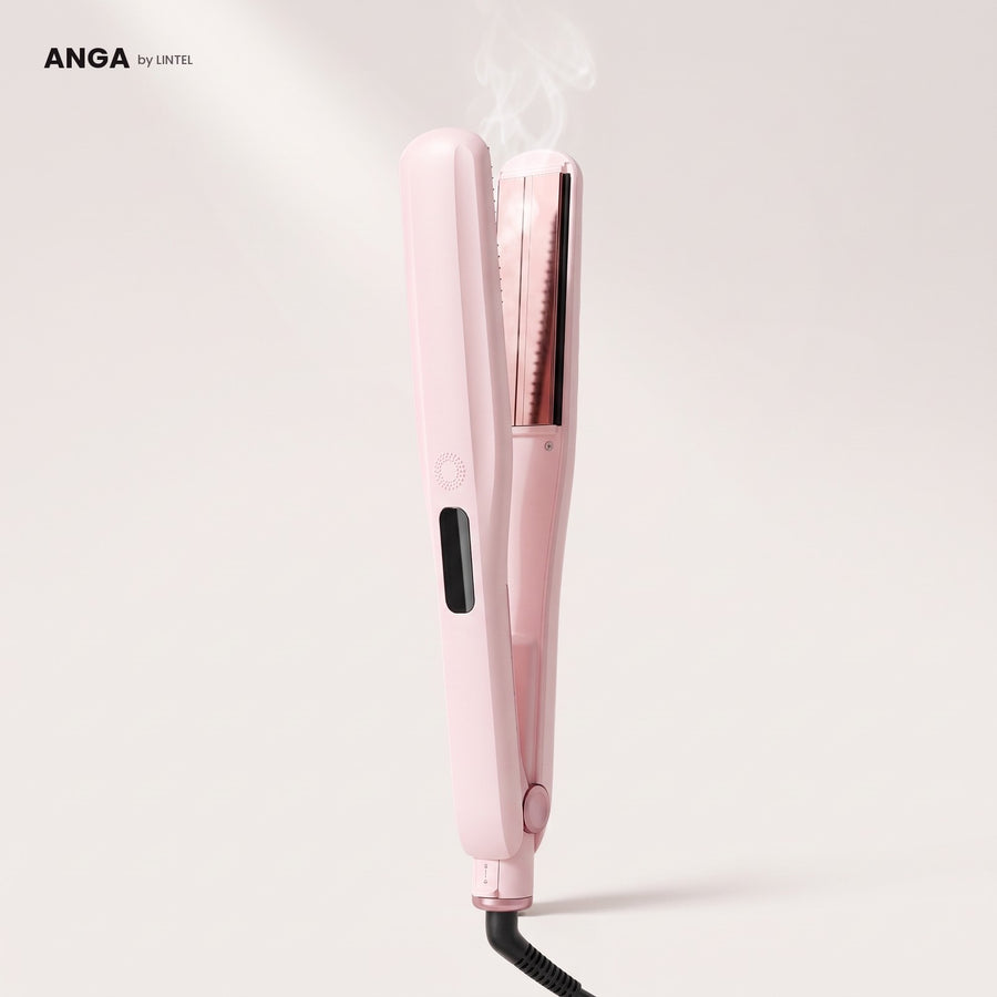 ANGA steam straightener in pink