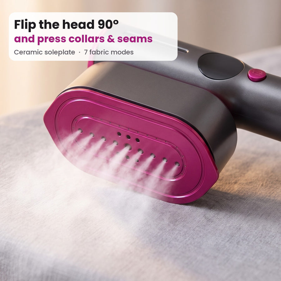 FRASA ceramic soleplate releasing steam onto linen