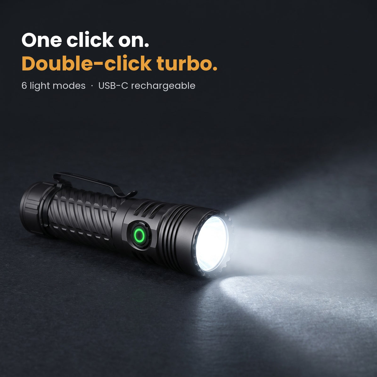 FYREN flashlight beam in turbo mode