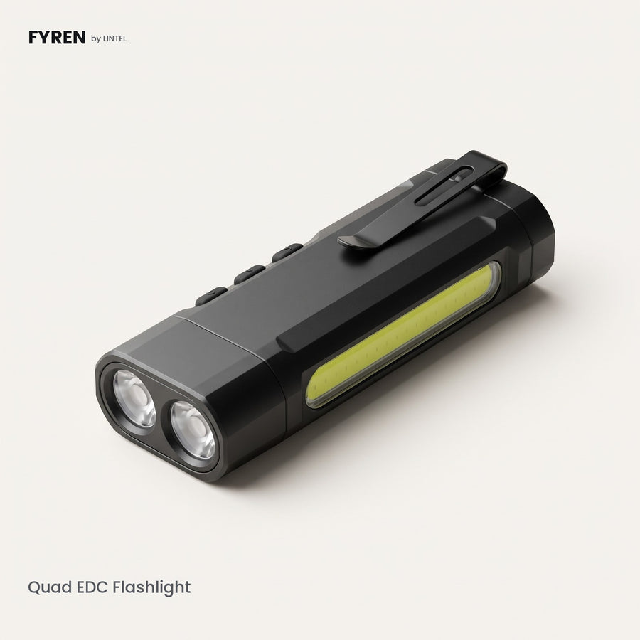 FYREN Quad EDC flashlight in black