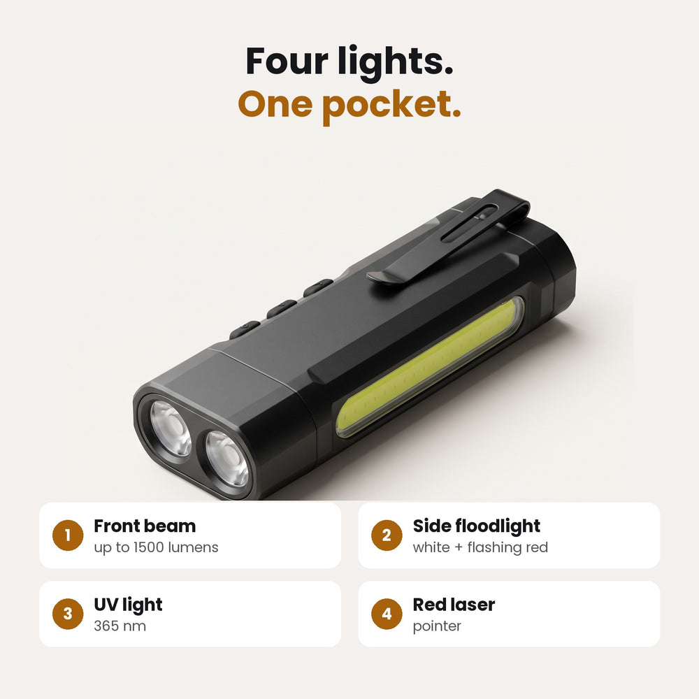 FYREN Quad with front beam, side floodlight, UV light and red laser