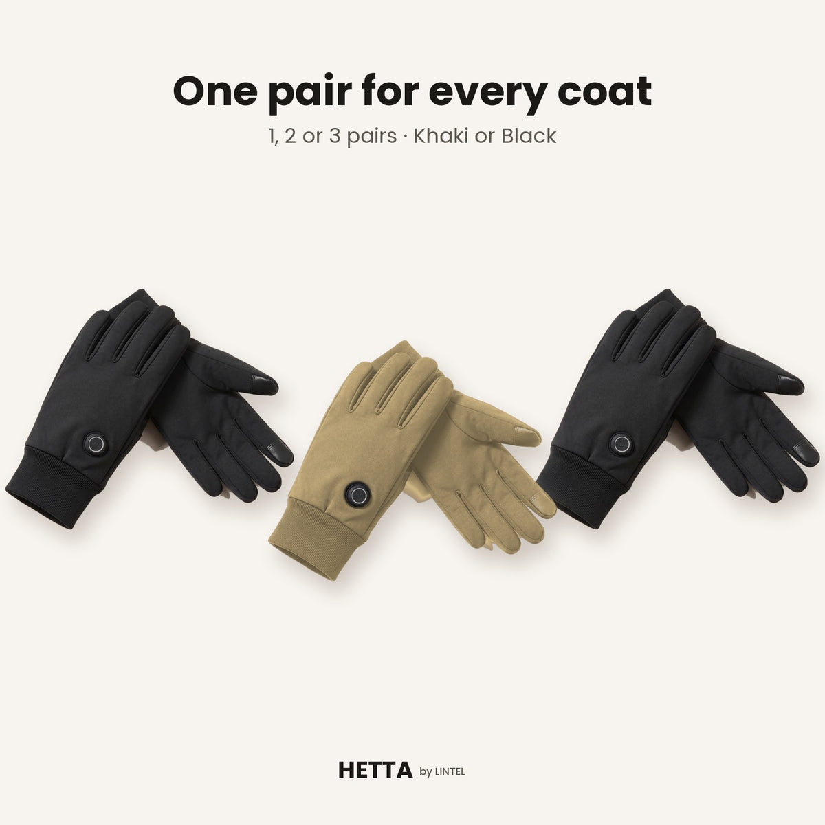 HETTA heated gloves bundle, Khaki and Black