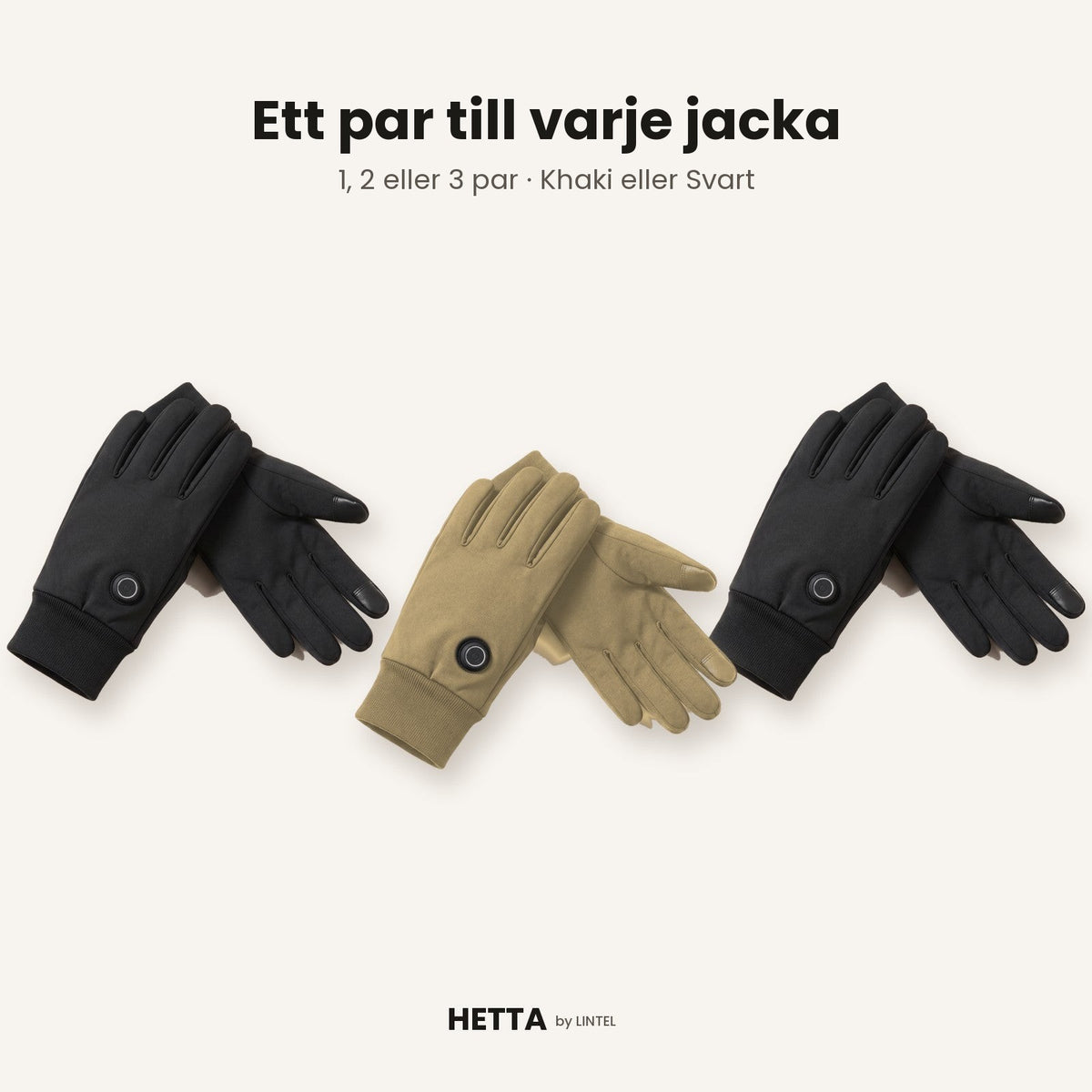 HETTA värmehandskar paket, khaki och svart