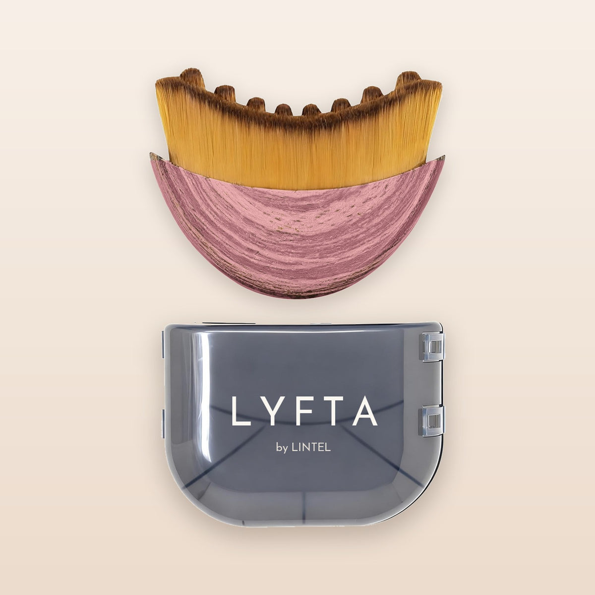 LYFTA Lymphatic Face Brush in Rose Wood with its storage case