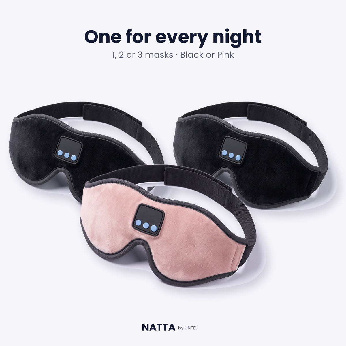 NATTA sleep headphones mask bundle, Black and Pink