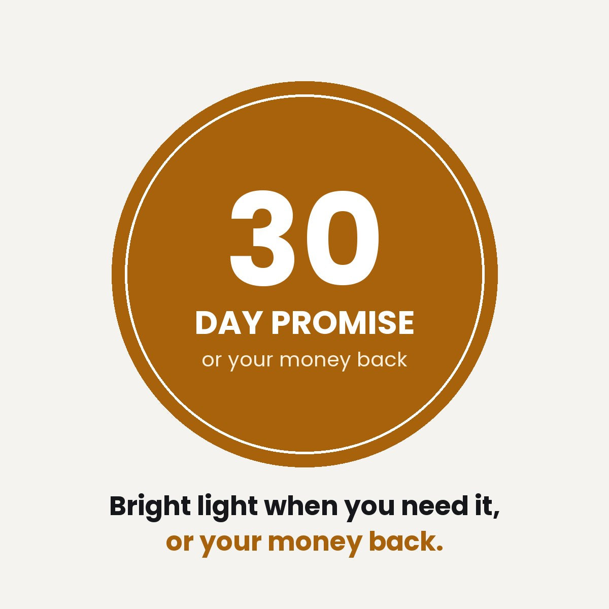 30-Day Promise: bright light when you need it, or your money back