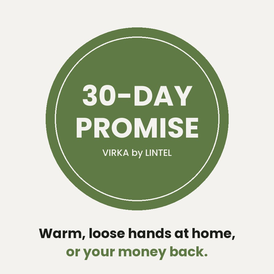 30-Day Promise: warm, loose hands at home, or your money back